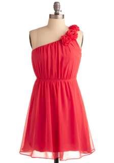 Special Some one Shoulder Dress   Pink, Solid, Flower, Formal, Wedding 