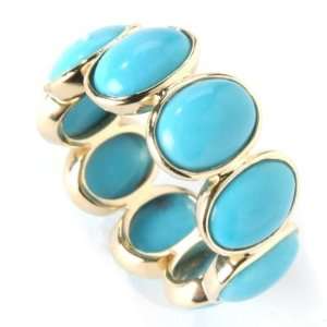  14K Gold Oval Turquoise Eternity Band Ring Jewelry