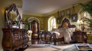 French Rococo Queen Panel Bed Wood Master Bedroom Furniture  
