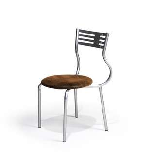 Createch Ovo Upholstered Side Chair   Metal Finish Brazo, Fabric 