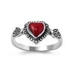 Rings   Silver   Stones Silver Ring with Stone   Red   Heart   Height 