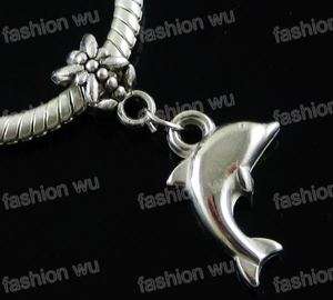 Lot 50 pcs Lovely Dolphin Charm Beads Fit Bracelet 1  