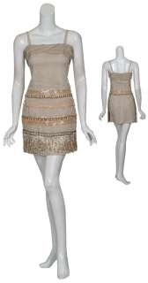 NANETTE LEPORE Creative Linen Beaded Eve Dress 4 NEW  