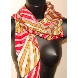  handpainted Silk Scarf, red yello mixed, fashion design 