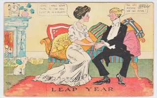 Leap Year 1908 PCK Series Man & Woman Comic Postcard. Make multiple 