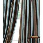   Stripe Chocolate/ Blue Faux Silk Taffeta Curtain Panel (84 in