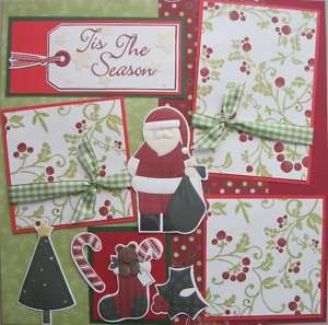 TWO 12X12 premade TIS THE SEASON scrapbook pages  