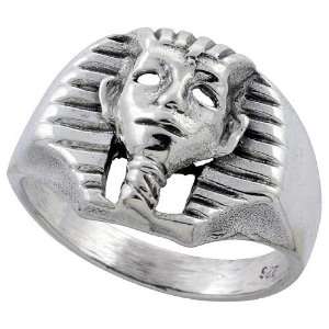 Sterling Silver Egyptian Head Biker Ring (Available in Sizes 6 to 15 