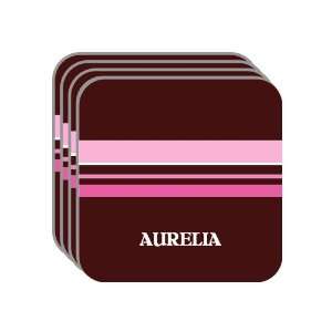 Personal Name Gift   AURELIA Set of 4 Mini Mousepad Coasters (pink 
