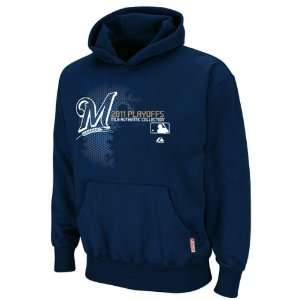  Brewers Youth Majestic Navy Authentic Collection Change Up Playoffs 