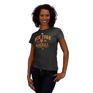  New York Mets AC Classic WOMENS Black T Shirt: Sports 