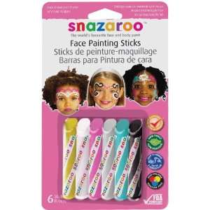 Snazaroo Face Painting Sticks 6/Pkg Lime/Pink/White/Silver 