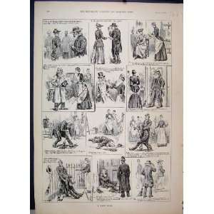   1892 Scenes Artist Stealing Thief Police Antique Print: Home & Kitchen