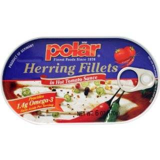   Polar Herring Fillets in Hot Tomato Sauce, 6 Ounce Tins (Pack of 9