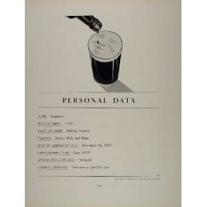  1934 Ad Guinness Irish Stout Beer Beer Personal Data 