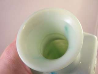 Vintage Green Blue Milk Glass Liquor Wine Decanter Bottle Pressed 