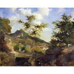  Oil Painting: Village at the Foot of a Hill in Saint 