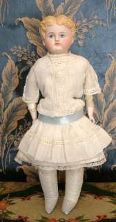   BISQUE ANTIQUE DOLL w/closed mouth & Lovely antique dress LOOK  