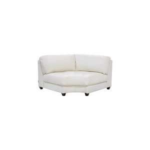  Zen White Armless Corner Wedge   All Leather Tufted Seat 