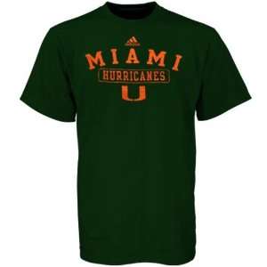  adidas Miami Hurricanes Green Practice T shirt: Sports 
