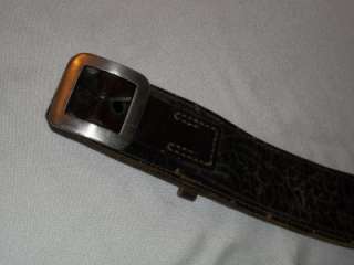 WESTERN Black Tooled Leather Single Gun Holster Vintage Belt  