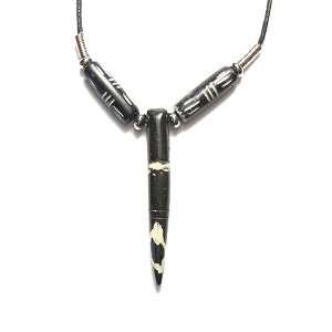    Genuine African Black and White Bone Spear Necklace Jewelry