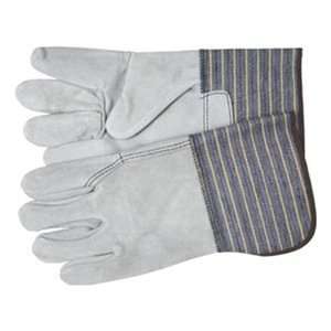  1418A Lg Blue w/YllBlk 4 1/2 Gauntlet Leather Back Glove 