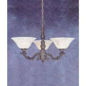   Manor 3 Light Chandelier with Marble Glass Shade Italian Marble Glass