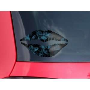  Lips Decal 9x5.5 Skulls Confetti Blue: Automotive