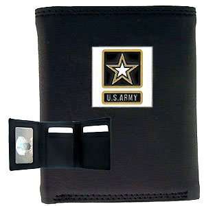  U S Army Top Grain Leather Trifold Wallet 
