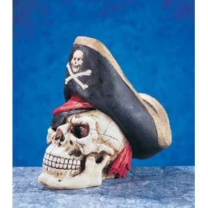 Figurine Pirate Skull Bank Hand Painted Resin Set of 6:  