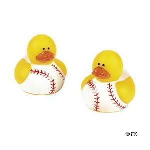 Two Dozen (24pc) Baseball Rubber Duck Party Favors : Toys & Games 