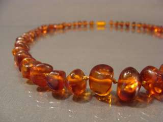 1930s ART DECO NATURAL COGNAC AMBER BEADS LADY NECKLACE  