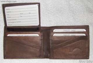 Genuine Leather Mens Bi Fold Wallet #589 BROWN  