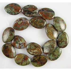  25mm green opal flat teardrop beads 16 strand L/D