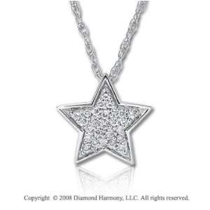  14k White Gold 1/10 Carat Diamond Star Necklace Jewelry