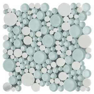   Dove   Multi Sizes Rounded White Marble Tile and Light Blue Glass Tile