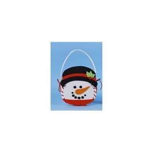 Snowman Basket Pouch Filled with Red and White Christmas Gue 