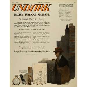  1920 Ad Pocket Watch Undark Radium Luminous Material Dark 