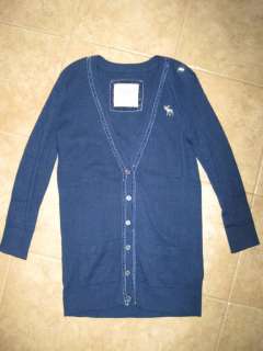 NWT Womens Abercrombie & Fitch MALLORY Sweater Blue Button Down V Neck 