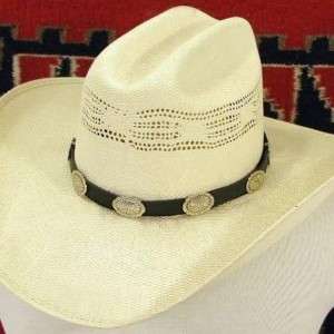 Traditional Navajo Silver Concho Leather Hat Band  