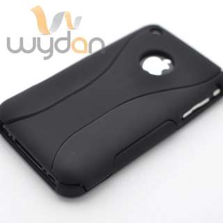 New 3 Piece Rubberized Black iPhone 3G 3GS Hard Case Cover w/ Screen 