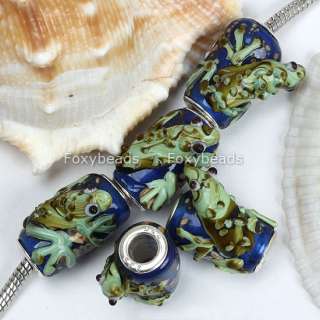 5P New Lizard*Animal Column Lampwork Glass Loose Beads  