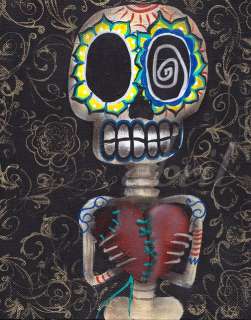 Print of Painting SKULL FOLK DAY OF THE DEAD AAG SUGAR  