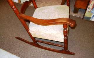 ANTIQUE HIGH BACK ROCKER ROCKING CHAIR WITH CARVED FACE  
