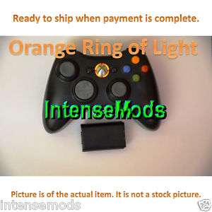 Black Xbox 360 Wireless Controller Modded Orange Ring  