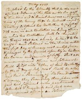1777 Document Establishing Connecticut Militia  