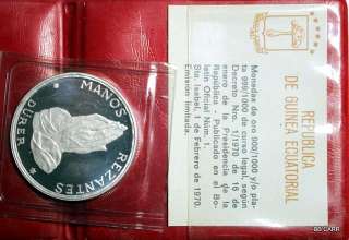 1970 Equatorial Guinea 100 Pesetas.999 Fine Silver, 1 of 4,000 Paris 