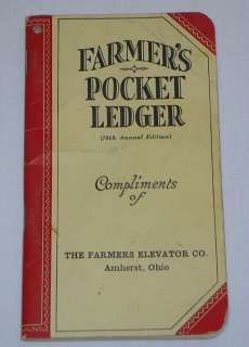   1944/45 Farmers Pocket Ledger John Deere Advertising Amherst Ohio OH