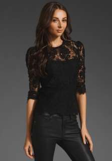 MILLY Caterina Puff Sleeve Top in Black/Black at Revolve Clothing 